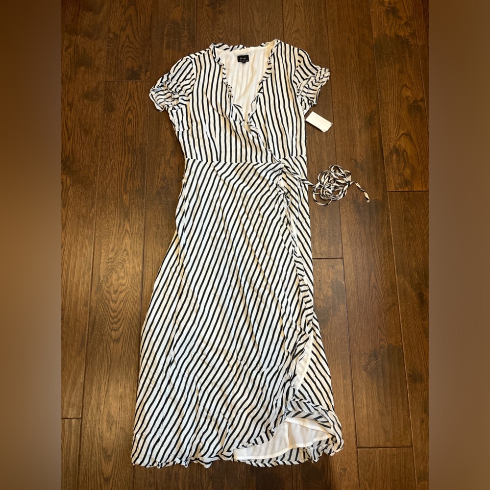 Bardot Aide Striped Midi Wrap Dress Women’s Size Large - Picture 10 of 16